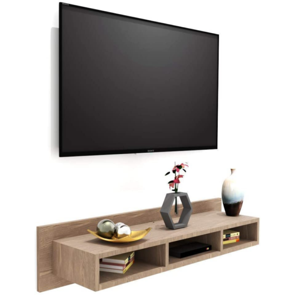 Furnifry Wooden Wall Mounted Floating, Floating Shelves Under Wall Mounted Tv