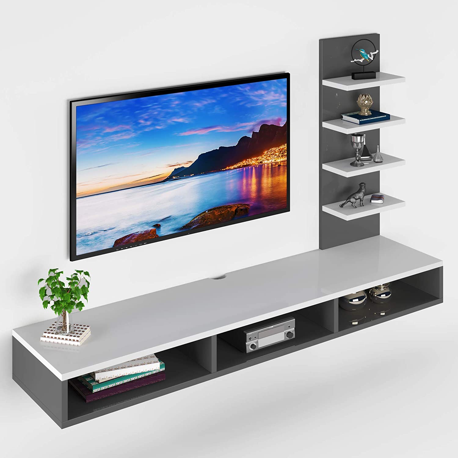 Wooden Wall Mounted Tv Unit White