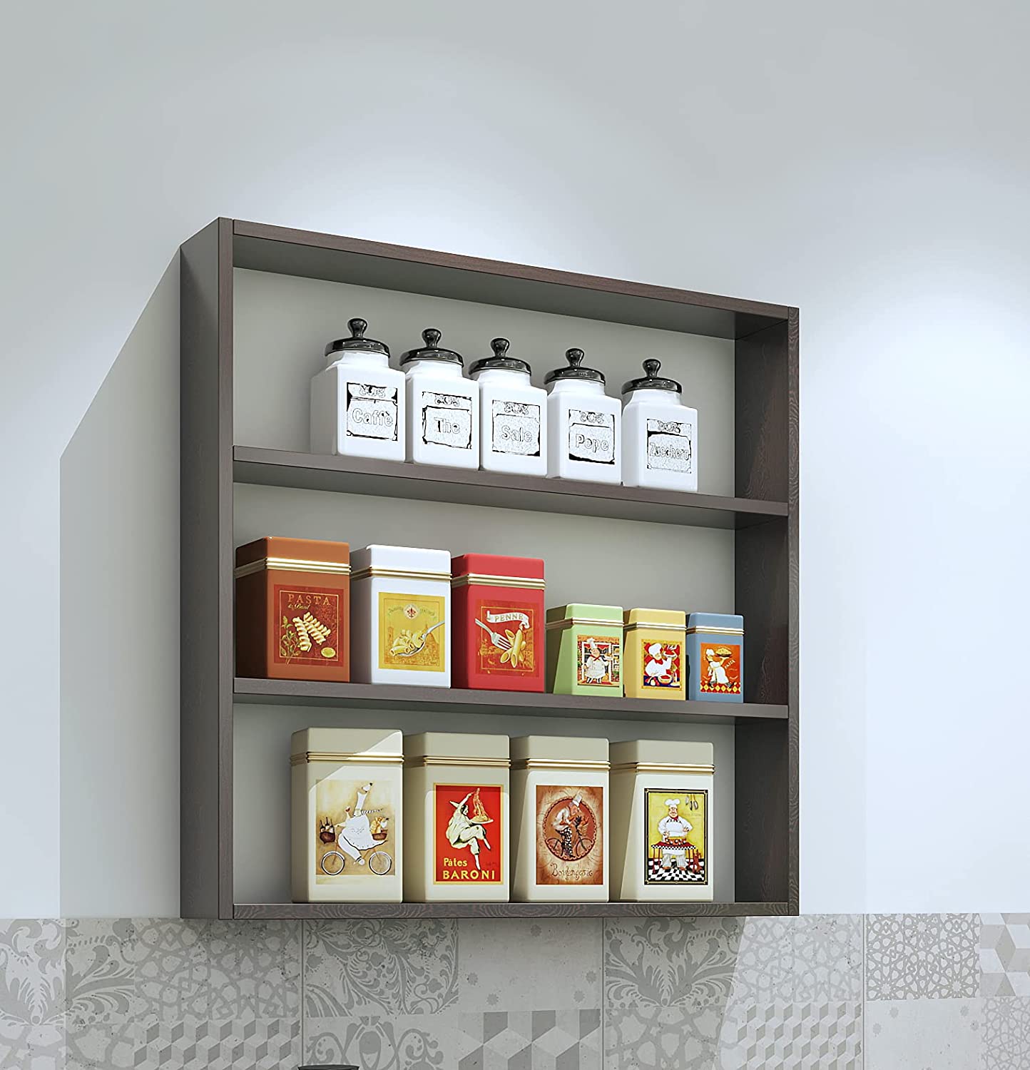 Wooden wall mounted kitchen shelves deals